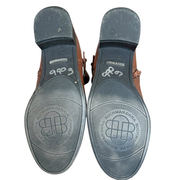 Dana Buchman brown leather side zip ankle boots booties 6 1/2 MED - Picture 7 of 11